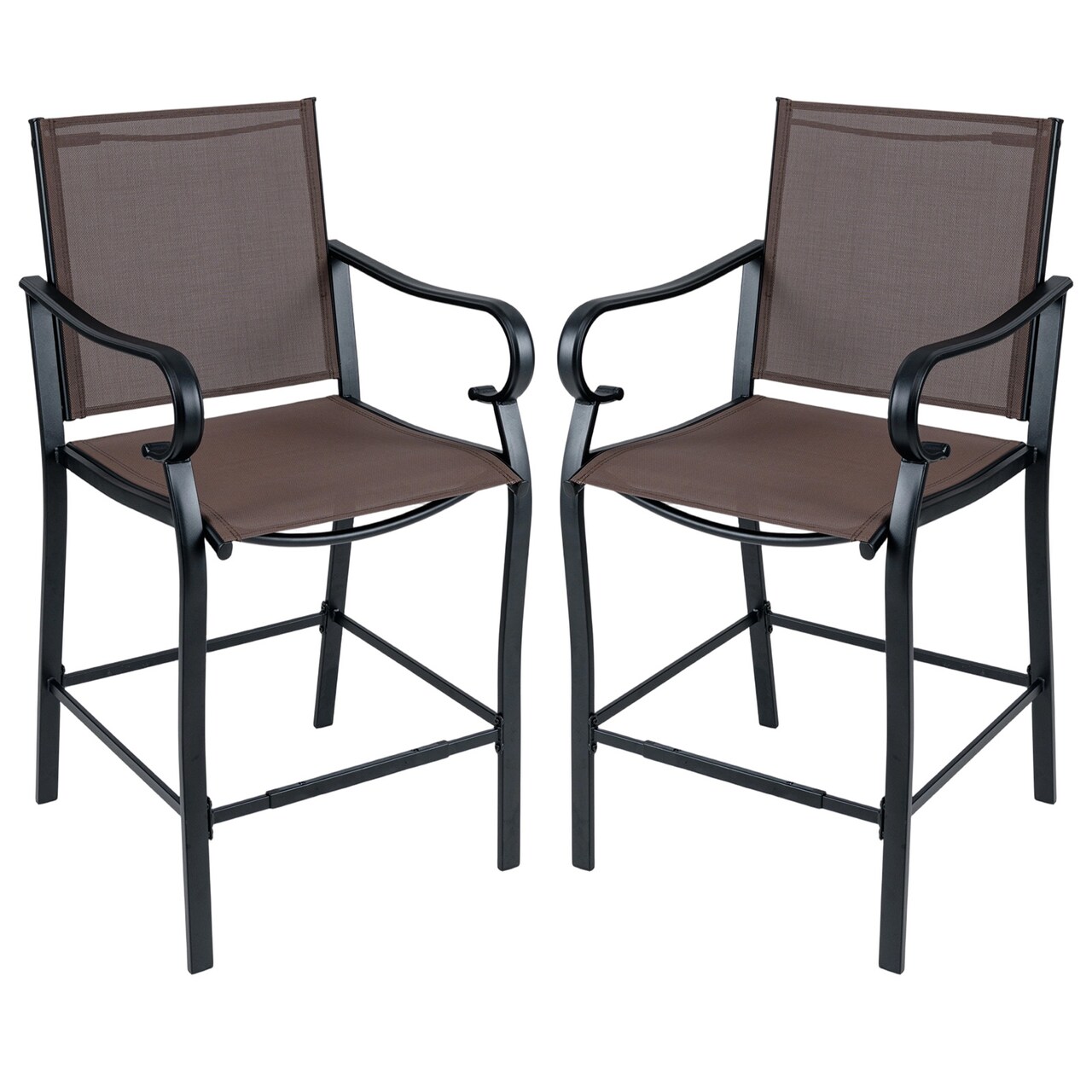Outdoor Counter Height Bar Stools Set of 2 with Breathable Mesh Fabric